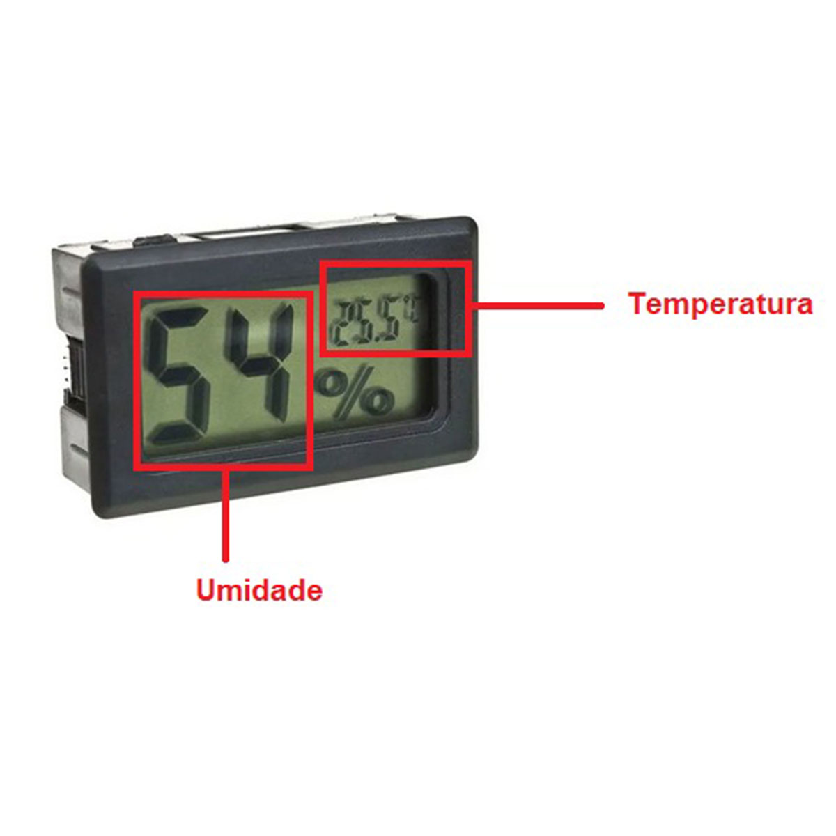2x Mini Termômetro - Higrômetro Digital / Mede Temperatura e Umidade COM Baterias - Preto