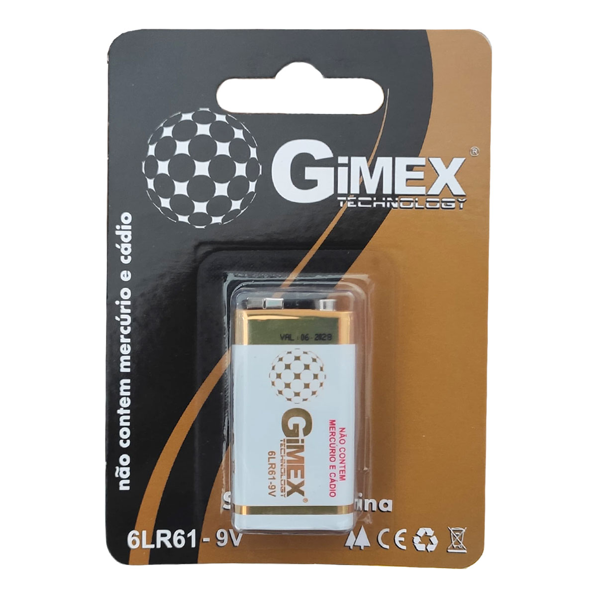 Bateria / Pilha 9V Alcalina - Gimex