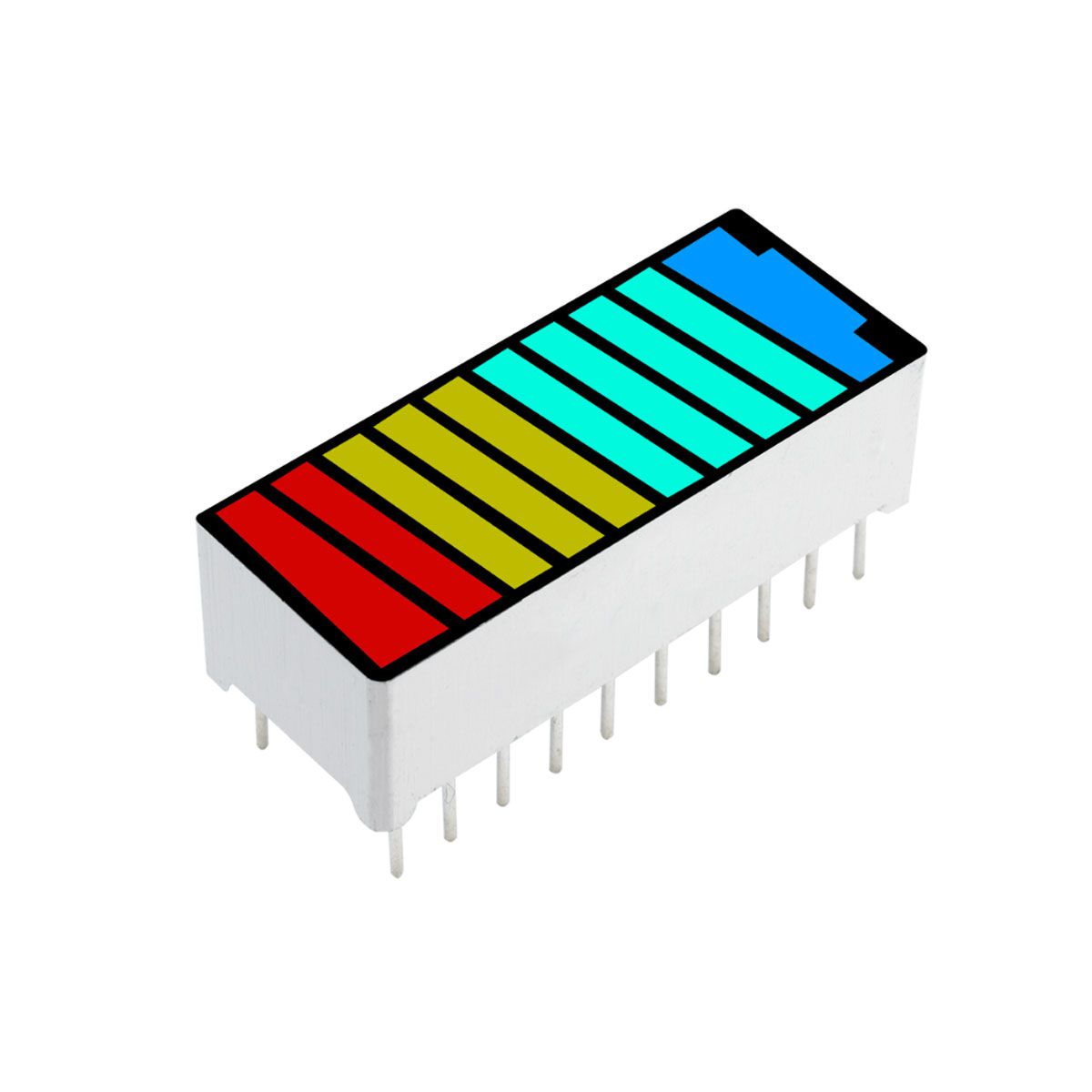 Display Bar Graph / Barra de Progresso com 4 cores 10 segmentos - Desenho Bateria
