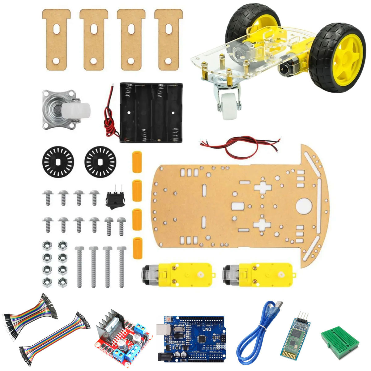 Kit para Montar: Robô Carrinho Chassi 2 Rodas controlado por celular