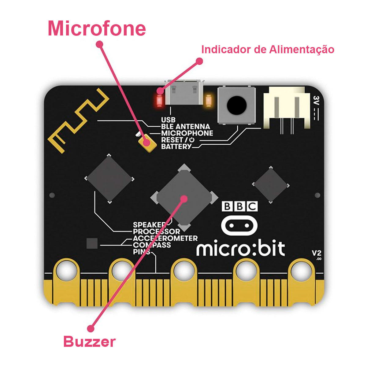 Micro:bit Microbit Go V2 Kit Placa de Desenvolvimento e Acessórios