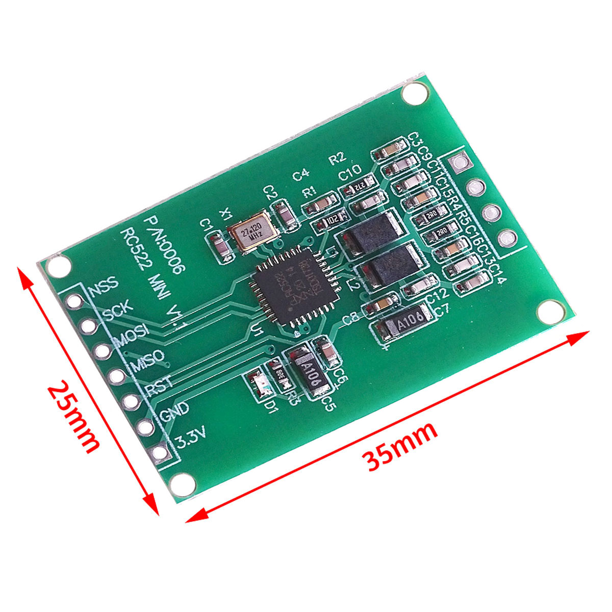 Mini Módulo Leitor RFID RC522 13,56 MHz + Cartão + Chaveiro