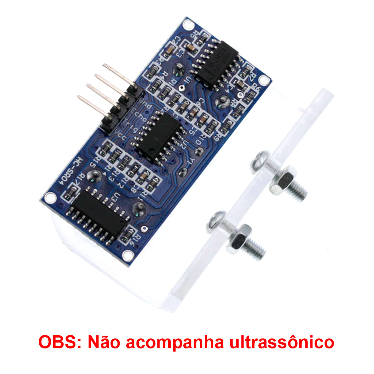 Mini Suporte Para Sensor Ultrassonico HC-SR04 em Acrílico Transparente