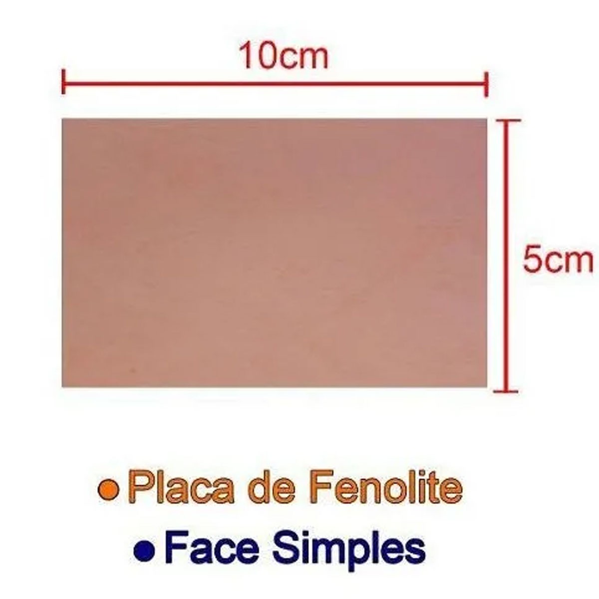 Placa de Fenolite Cobreada Simples 5x10cm para Circuito Impresso - PCI