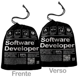 Caneca Software Developer - Desenvolvedor de Software com nome personalizado com saquinho
