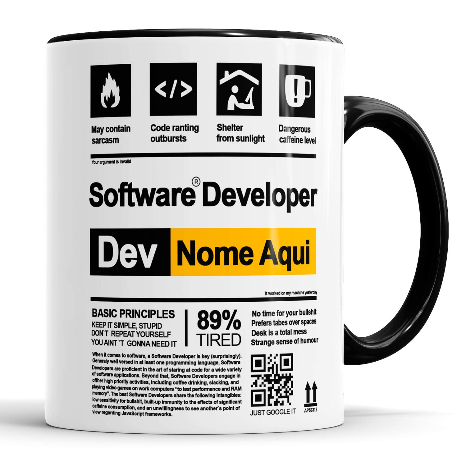 Caneca Software Developer - Desenvolvedor de Software com Nome