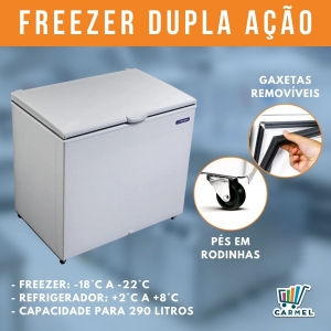 Freezer Refrigerador Horizontal Para Bebidas e Congelados Dupla Ação 1 Tampa DA302 Branco 290 Litros Metalfrio