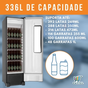Refrigerador Expositor Vertical Visa Cooler Cervejeira Beer Maxx Inox VN28TP 336 Litros - Metalfrio