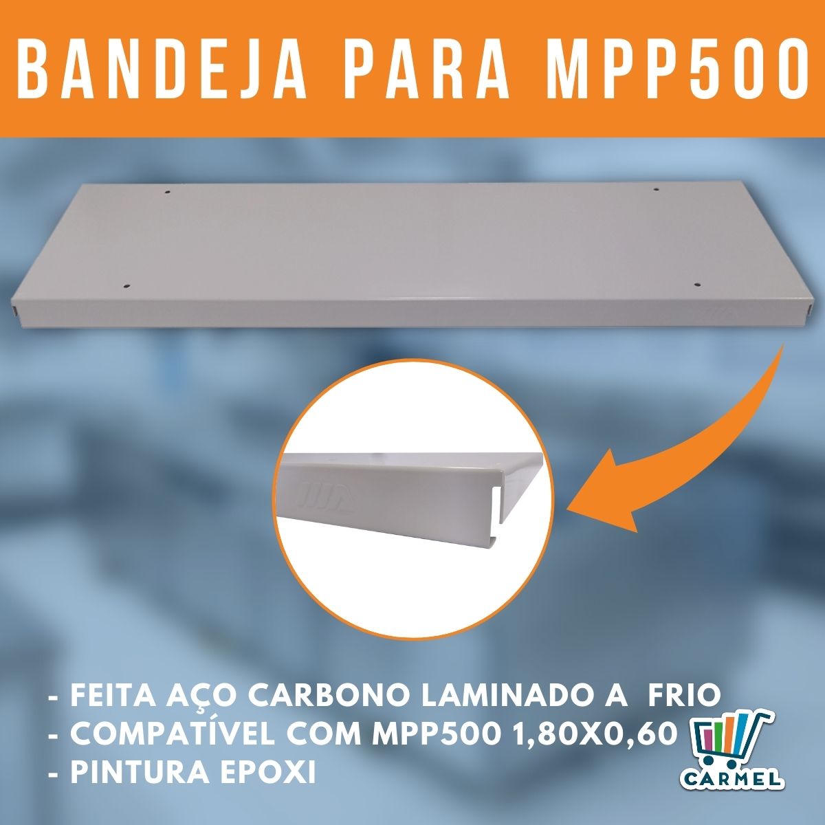 Porta Pallet 2 Metros Altura 1500Kg MPP500 Kit Inicial 180x60 3 Níveis Laranja Com Bandeja Para Estoque - Amapá  - CARMEL