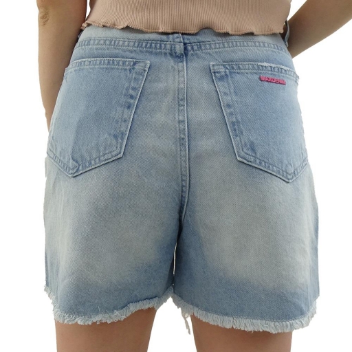 Shorts Jeans Max Denim Cos Alto Barra Desfiada - 6121