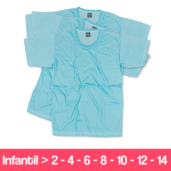 Camisetas 100% Poliéster - Infantil - Manga Curta - Azul Claro