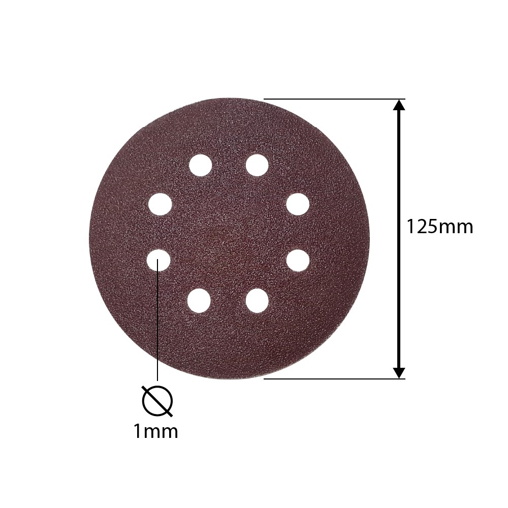 Disco Lixa Perfurado 125mm Com Velcro | 5pçs