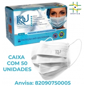 Máscara Cirúrgica Descartável Tripla Caixa com 50 unidades C/Anvisa - KDU