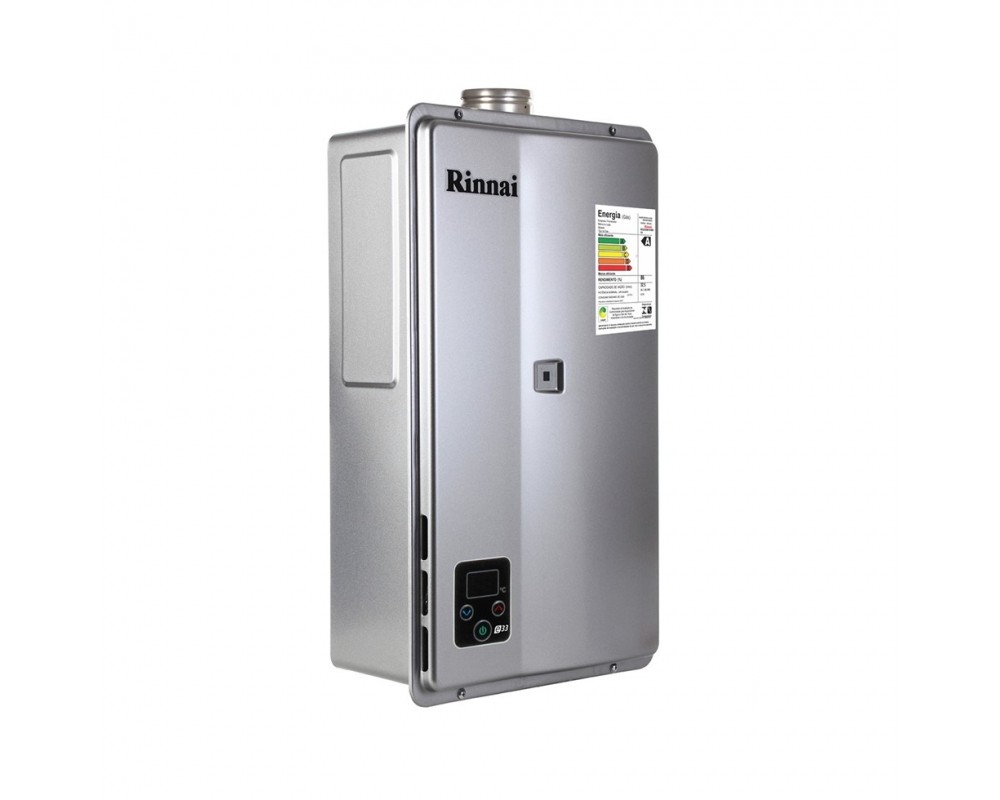 Aquecedor Rinnai E33 Prata GLP - 32.5 Litros por minutos Digital Exaustão  - Climatizar Aquecedores | Vendas e Instalação e Manutenção de Aquecedores de Água