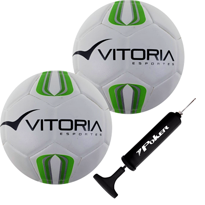 kit 2 Bolas Futsal Vitoria Prata Max 50 Sub 9 + Bomba De Ar  - Vitoria Esportes