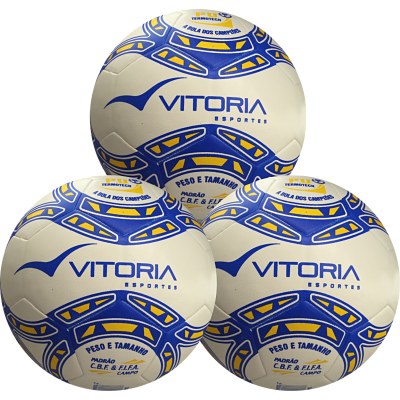 Kit 3 Bola Futebol De Campo Oficial Vitoria termo Pu  32 Gomos - Vitoria Esportes