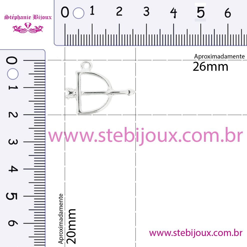 Arco e Flecha - Níquel - 20mm  - Stéphanie Bijoux® - Peças para Bijuterias e Artesanato