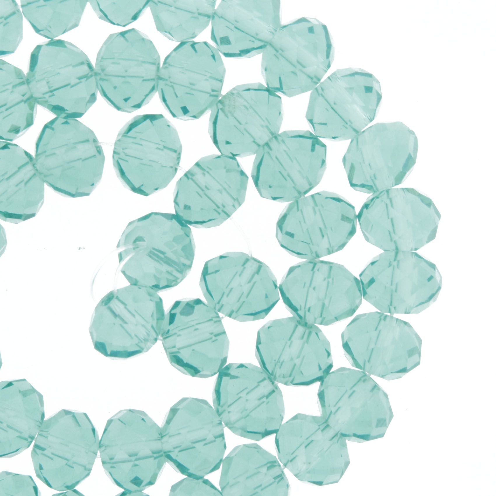 Fio de Cristal - Flat® - Aquamarine - 8mm - Stéphanie Bijoux® - Peças para Bijuterias e Artesanato