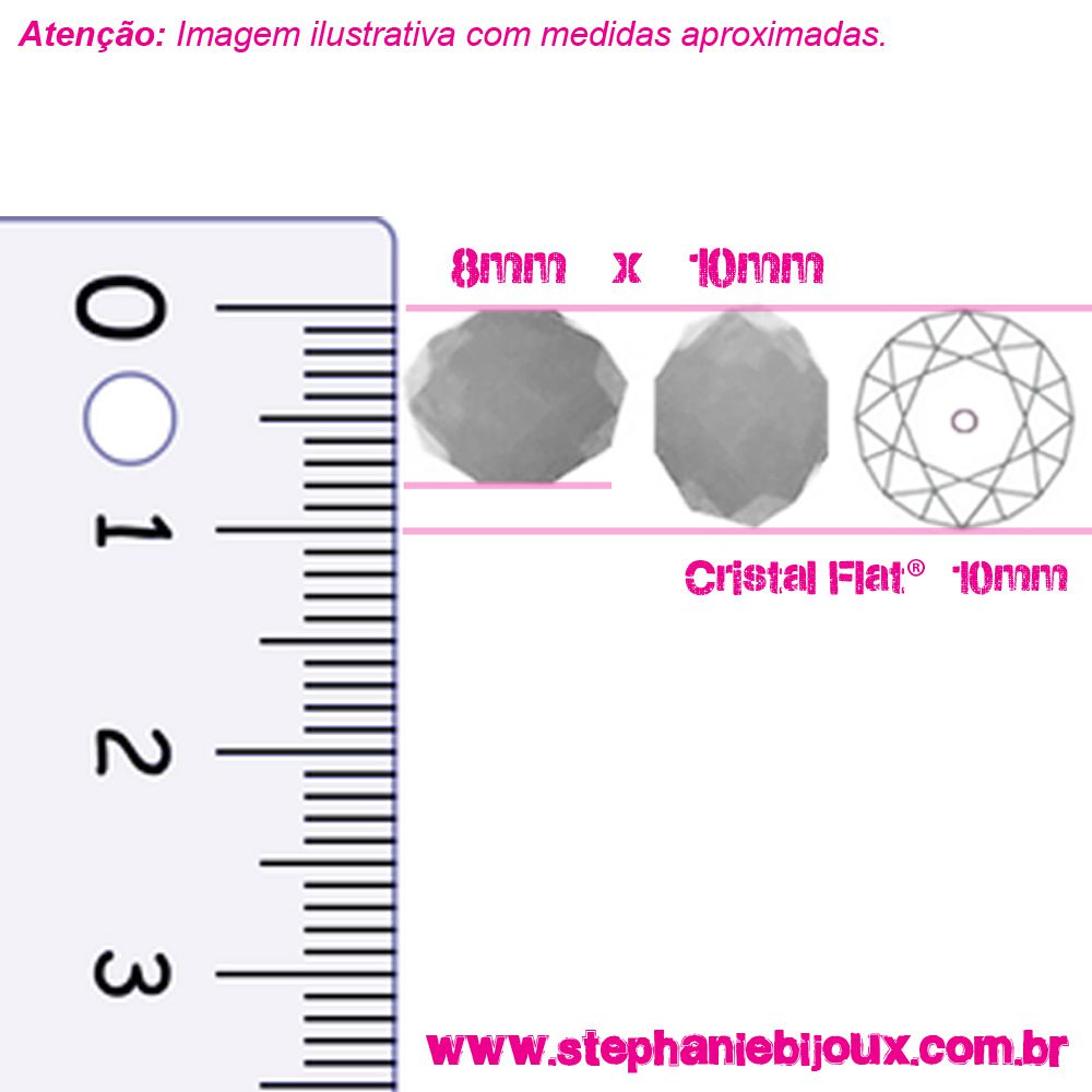 Fio de Cristal - Flat® - Aquamarine Irizado - 10mm  - Stéphanie Bijoux® - Peças para Bijuterias e Artesanato