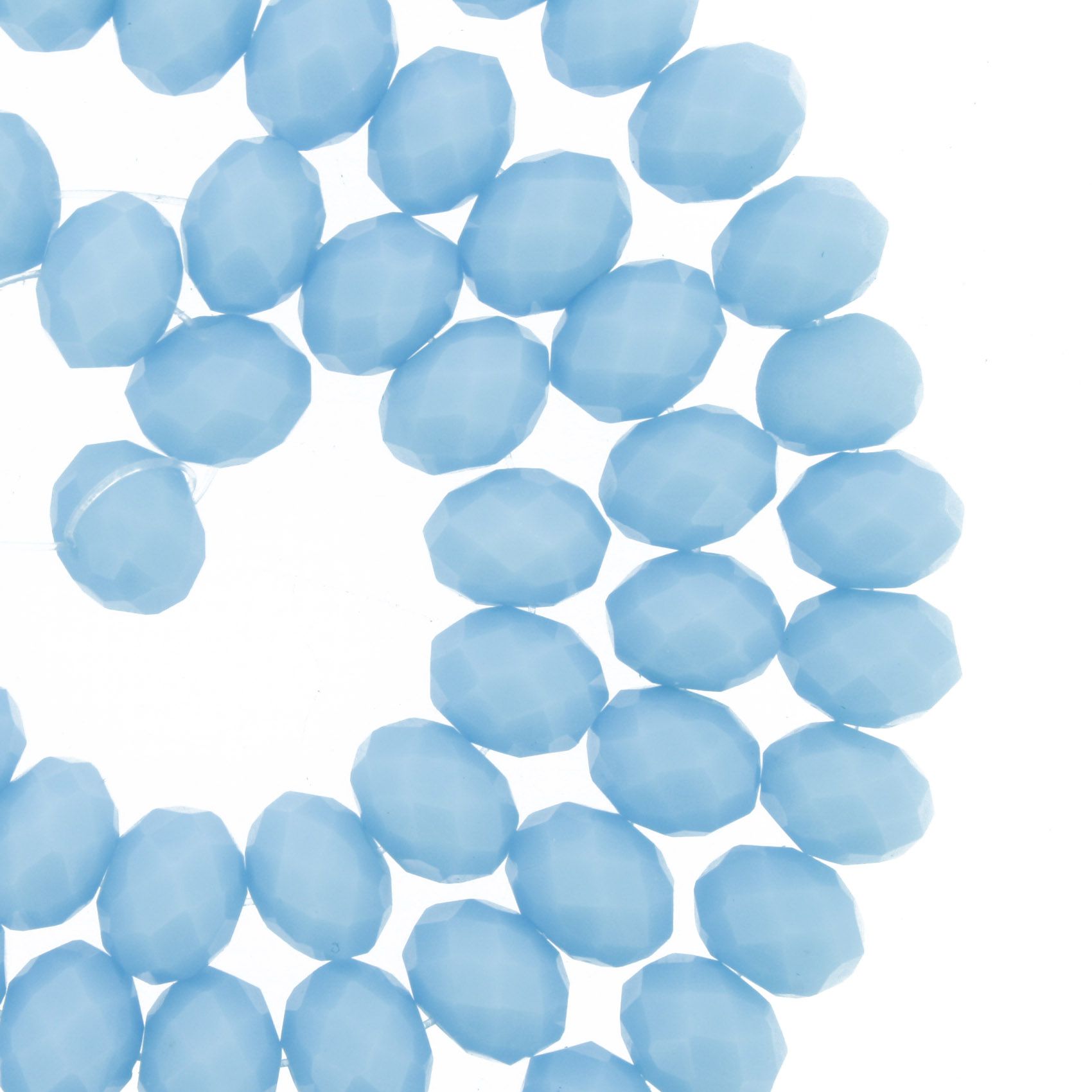 Fio de Cristal - Flat® - Azul Claro - 8mm  - Stéphanie Bijoux® - Peças para Bijuterias e Artesanato