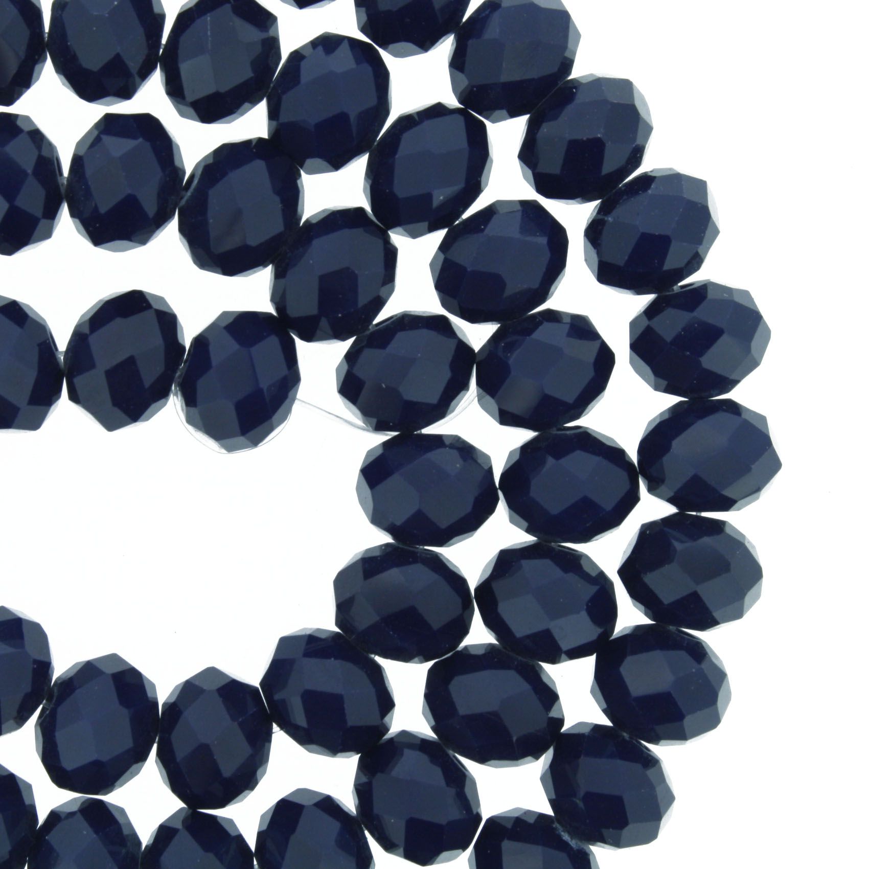 Fio de Cristal - Flat® - Azul Marinho - 8mm  - Stéphanie Bijoux® - Peças para Bijuterias e Artesanato