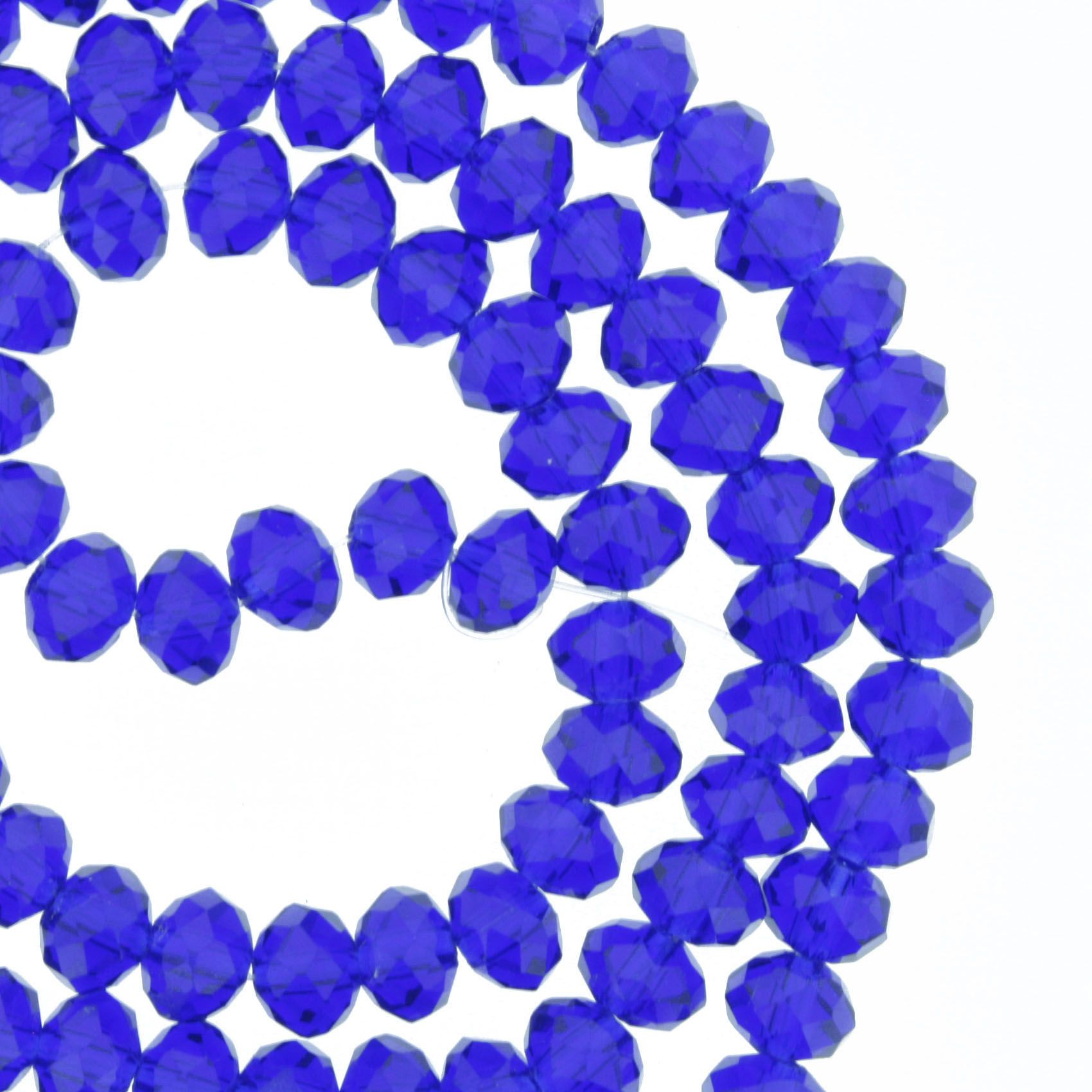 Fio de Cristal - Flat® - Azul Royal Transparente - 6mm - Stéphanie Bijoux® - Peças para Bijuterias e Artesanato