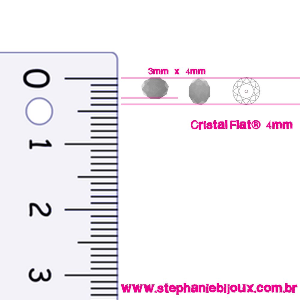 Fio de Cristal - Flat® - Branco - 4mm  - Stéphanie Bijoux® - Peças para Bijuterias e Artesanato