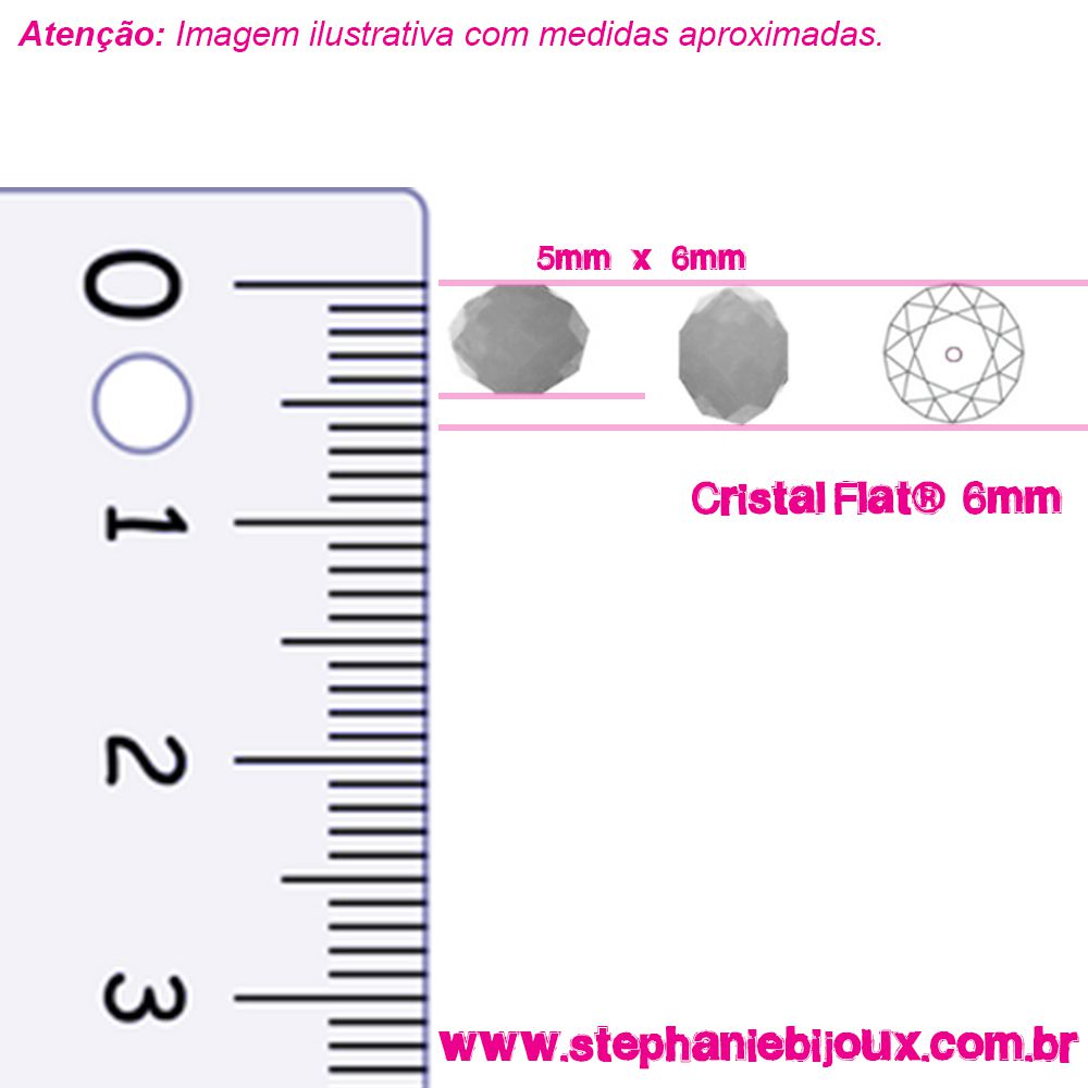 Fio de Cristal - Flat® - Laranja Transparente - 6mm  - Stéphanie Bijoux® - Peças para Bijuterias e Artesanato