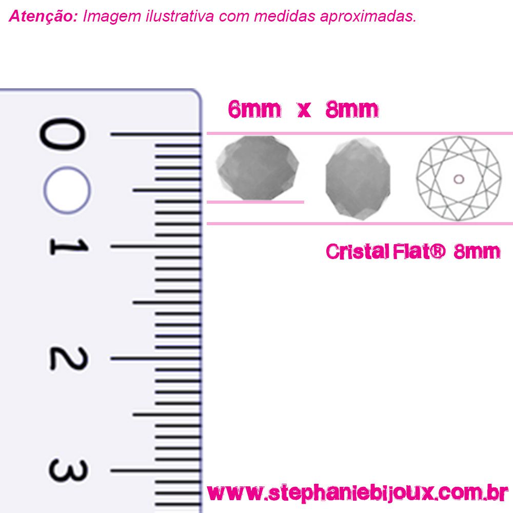 Fio de Cristal - Flat® - Laranja Transparente - 8mm  - Stéphanie Bijoux® - Peças para Bijuterias e Artesanato