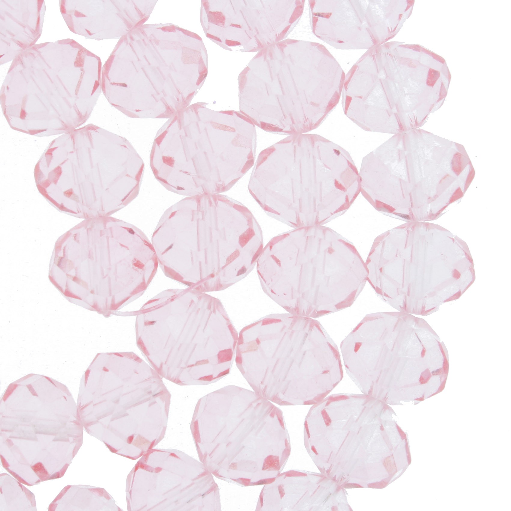Fio de Cristal - Flat® - Rosa Claro Transparente - 10mm  - Stéphanie Bijoux® - Peças para Bijuterias e Artesanato