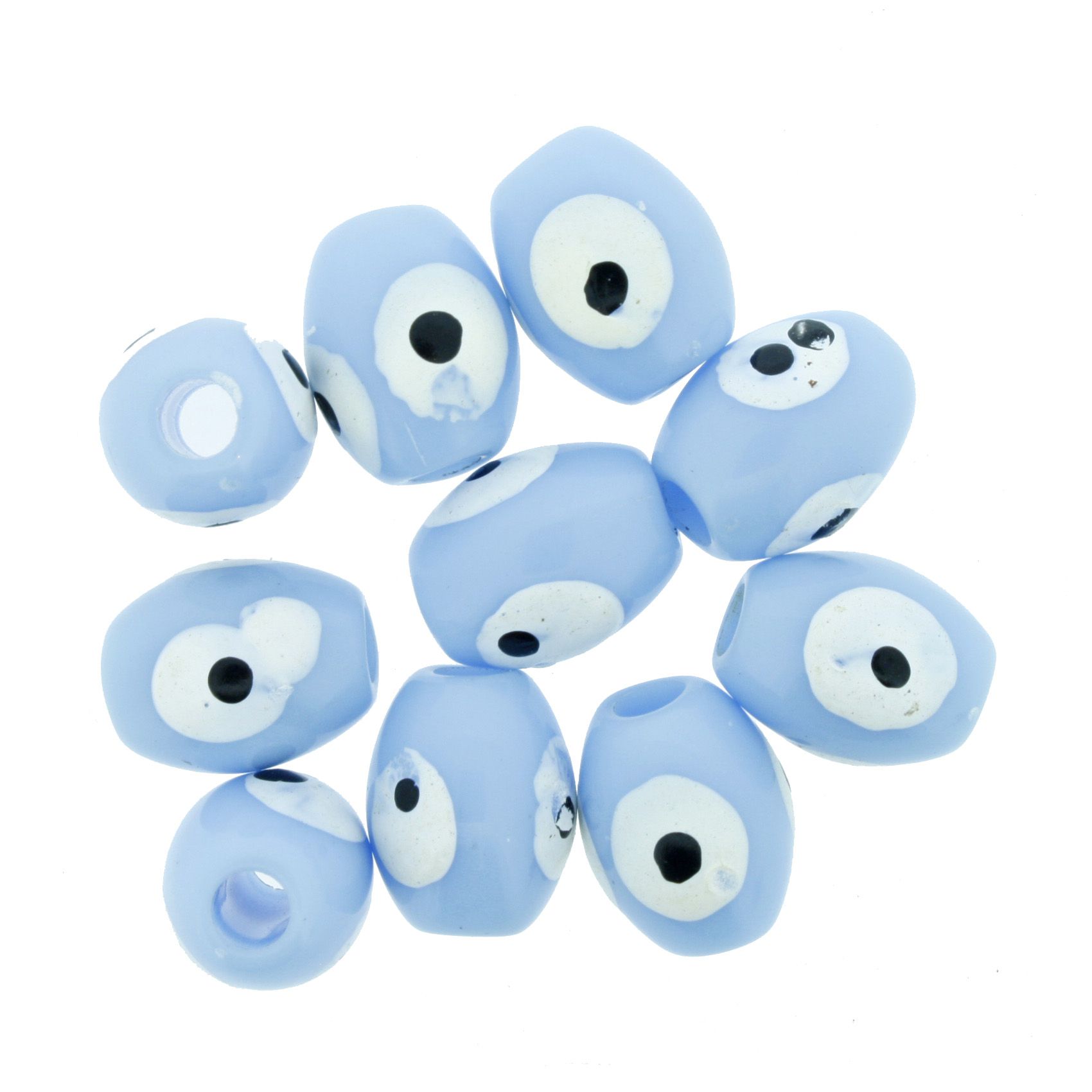 Olho Grego - Oval - Azul Claro - 13x10mm  - Stéphanie Bijoux® - Peças para Bijuterias e Artesanato