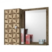 Espelheira para Banheiro Gênova Madeira Rústica 3D Bechara