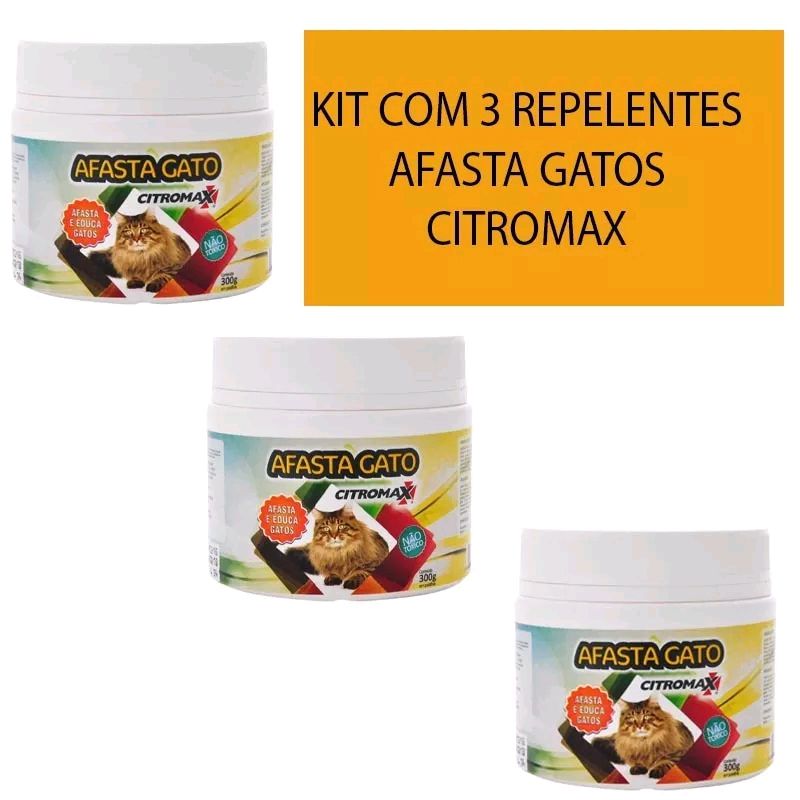 Repelente Afasta Espanta Gato Citromax 300g Kit com 3