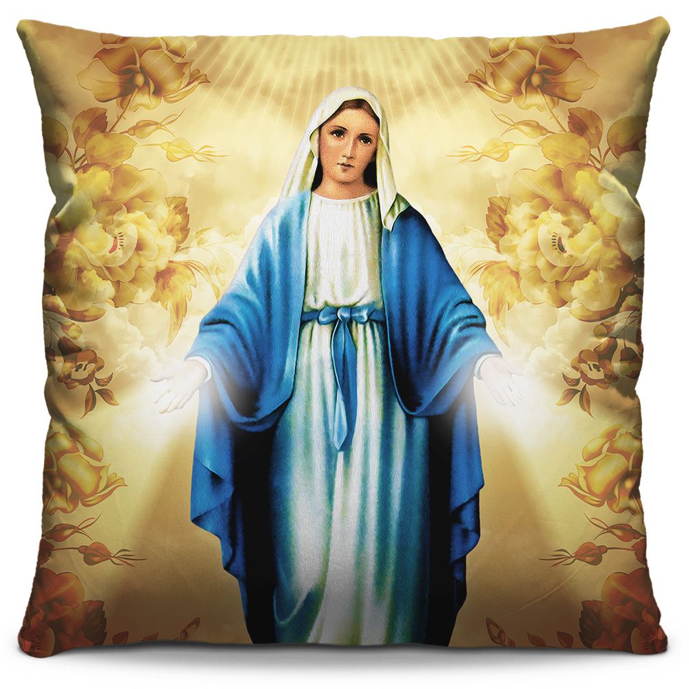 Capa de Almofada Estampada Colorida Religiosa Nossa Senhora das Graças