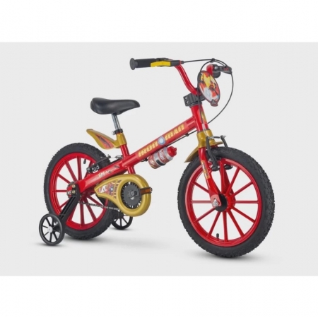 Bicicleta Infantil Com Rodinhas Aro 16 Homem de Ferro Nathor