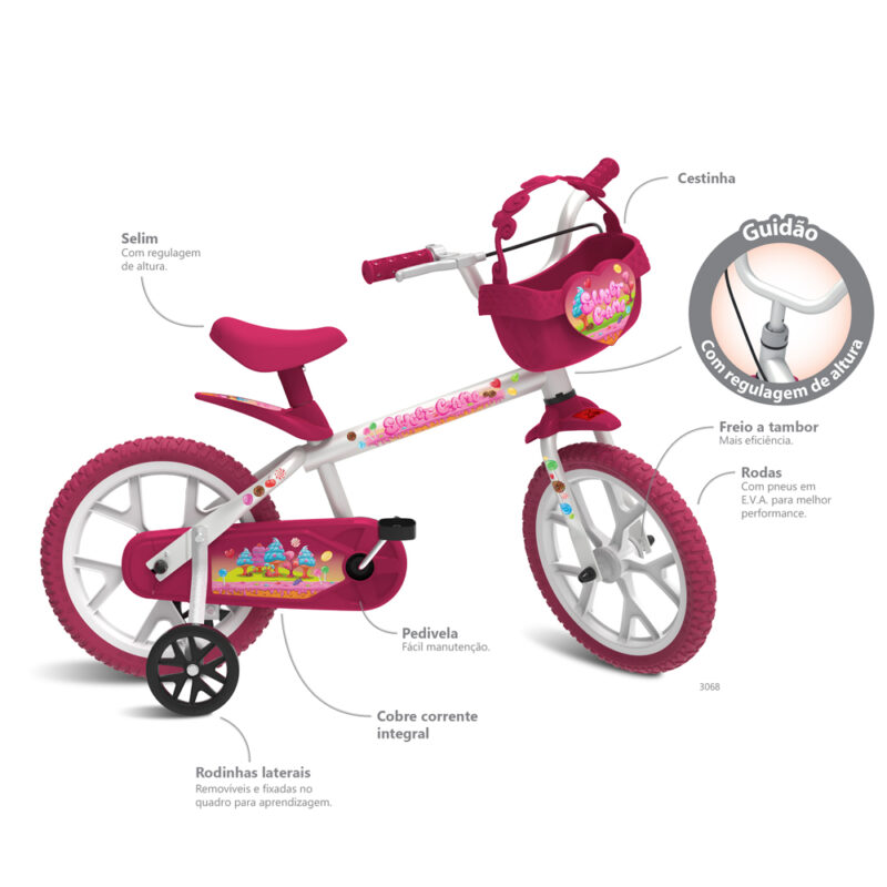 Bicicleta Infantil Rosa Aro 14 Sweet Game - Bandeirante