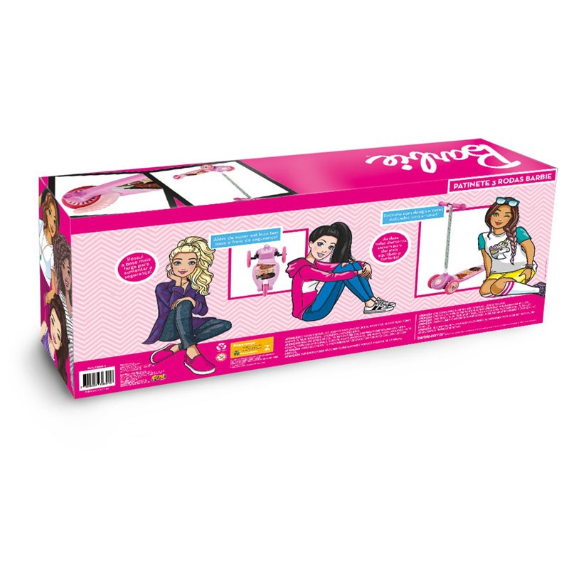 Patinete infantil da barbie com 3 rodas - Fun F00549