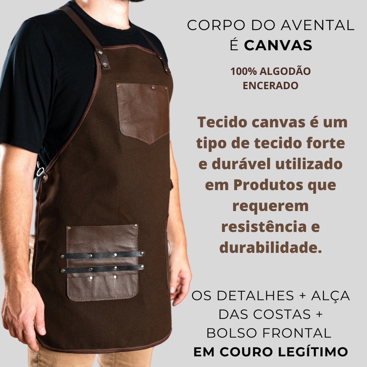 Avental Barbeiro Personalizado New Rio Café Canvas e Couro