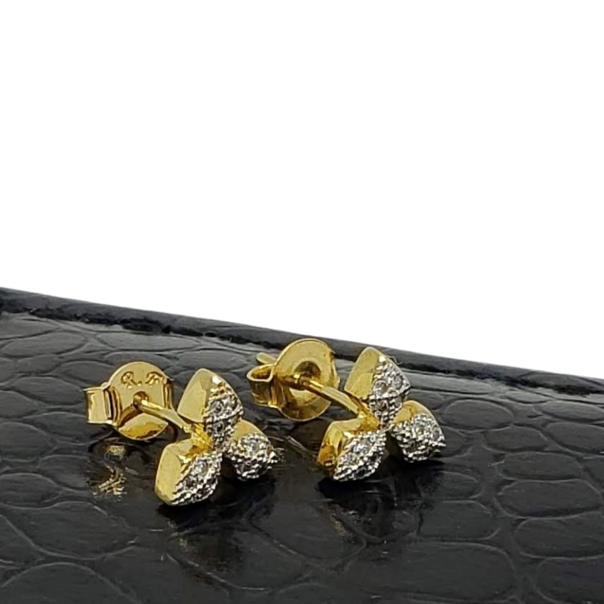 Brincos Diamante Triplo Cravejados Zirconias Banho De Ouro 18k 3241