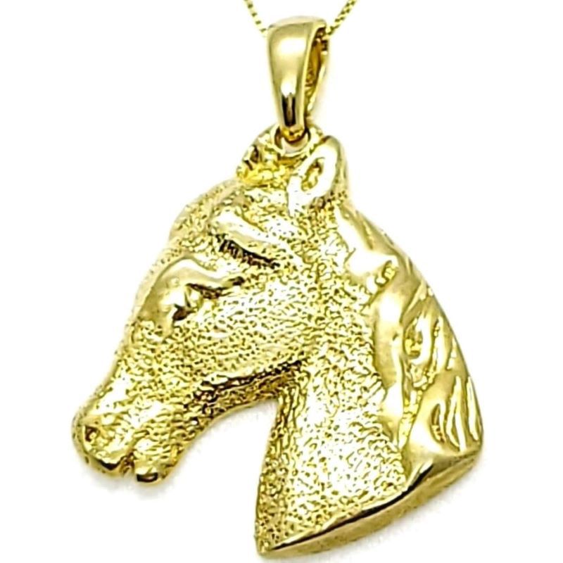 Cordão Com Pingente Cabeça De Cavalo Banho De Ouro 18k 1559