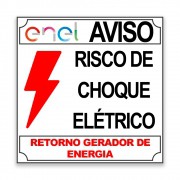 Placa de advertência - Risco de choque elétrico - ENEL