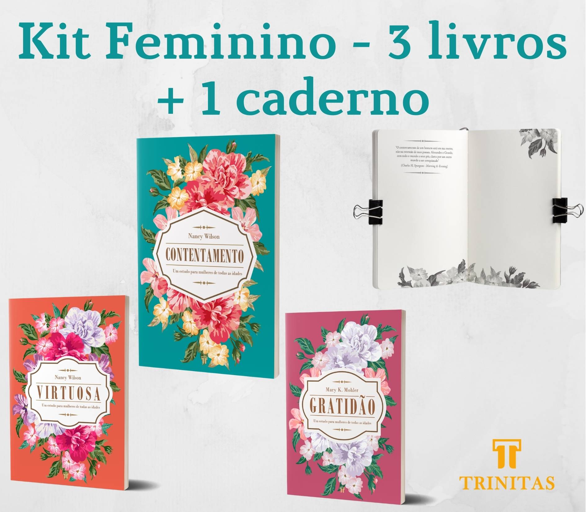 Kit Feminino - 3 livros + caderno de anotações