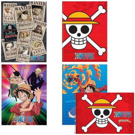 Kit 4 Caderno Brochurão One Piece + 1 Desenho 80 Folhas Tilibra
