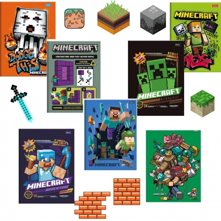 Kit 8 Cadernos 1/4 Brochura Pequeno Minecraft - Foroni