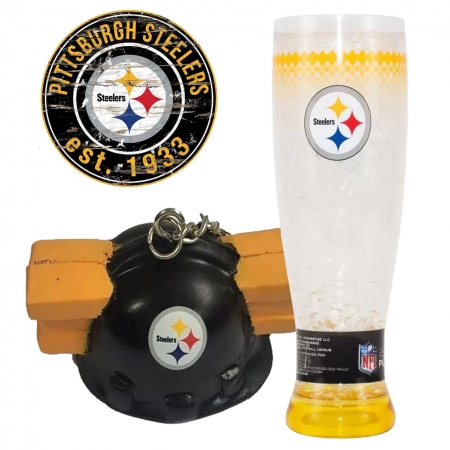 Kit NFL Copo Pittsburgh Steelers Gel Térmico + Chaveiro
