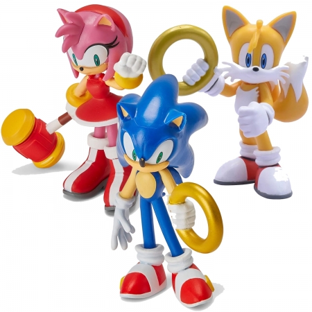 Kit Sonic Bonecos: Sonic, Tails e Amy Original - DC Toys