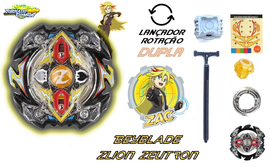 Kit 2 Beyblade Burst Luinor Vs Zlion Zeutron + 2 Lançadores