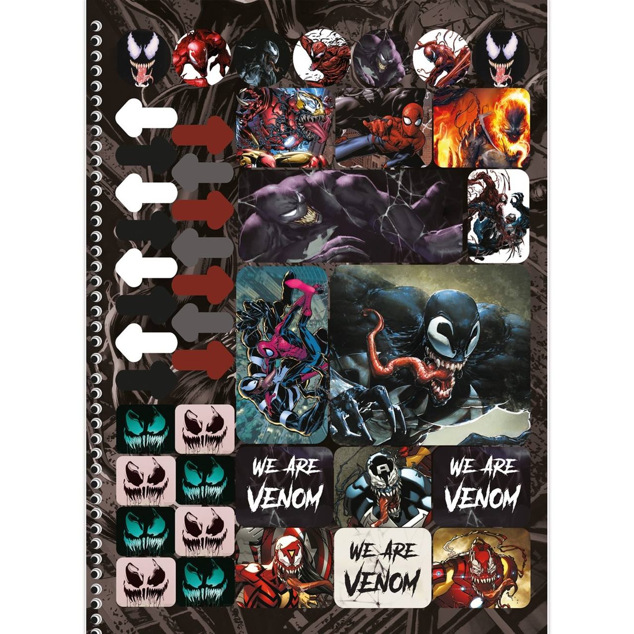 Kit 2 Caderno Venom x Homem Aranha Espiral 180 Folhas 1 Matéria