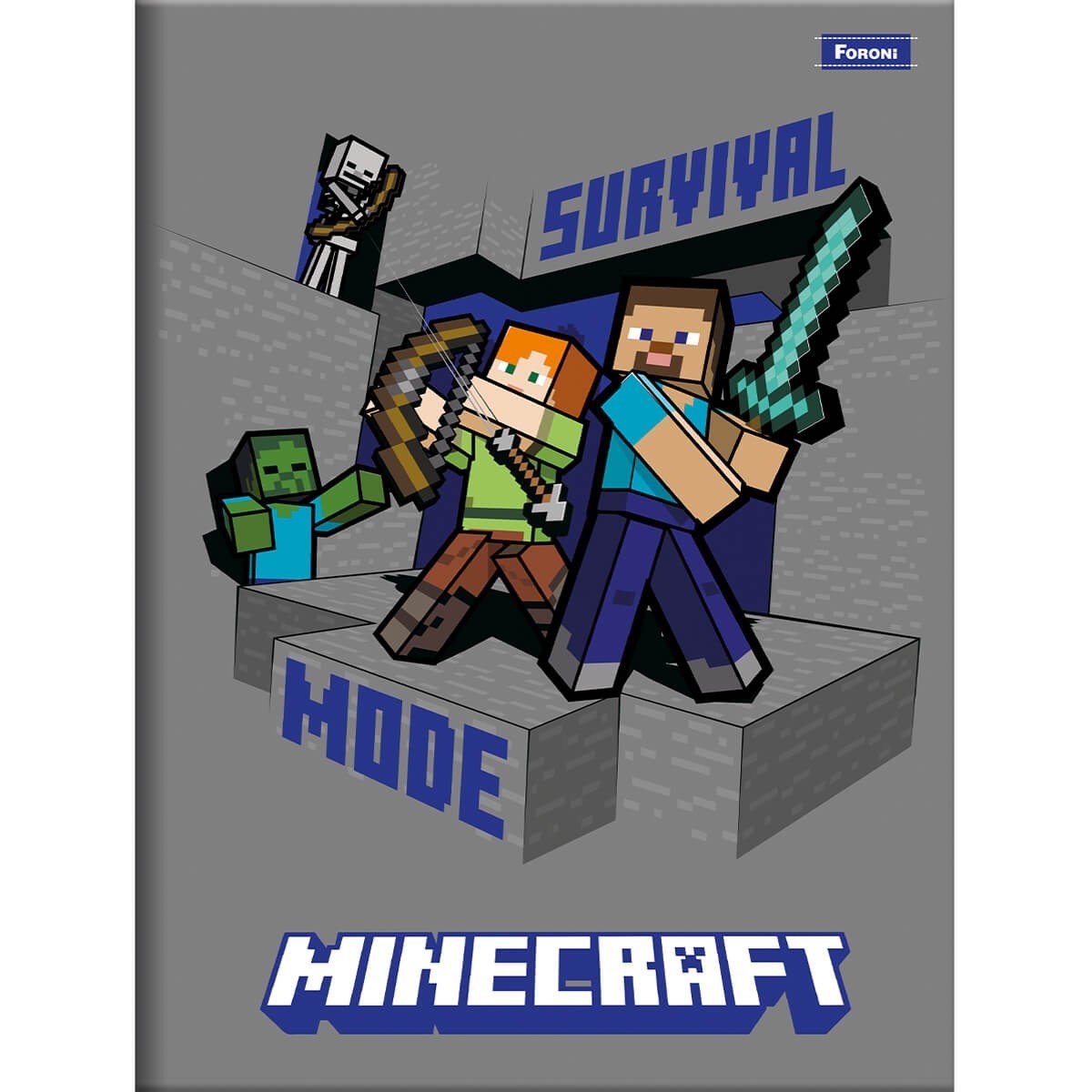 Kit 4 Cadernos Minecraft Brochurão 96 Fls Minecraft Foroni