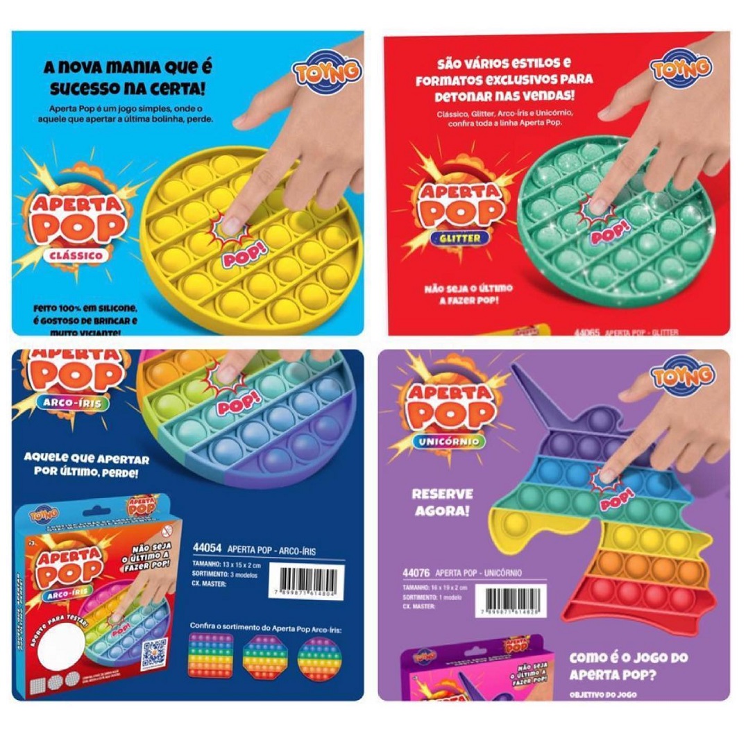 Kit 4 Pop It Fidget Toy Colorido Antistress Sortido No Brasil